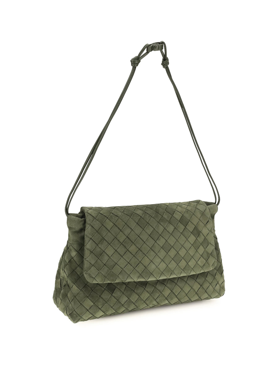 Bottega Veneta Giorno Shoulder Bag — Green Calf Leather (bos Taurus)