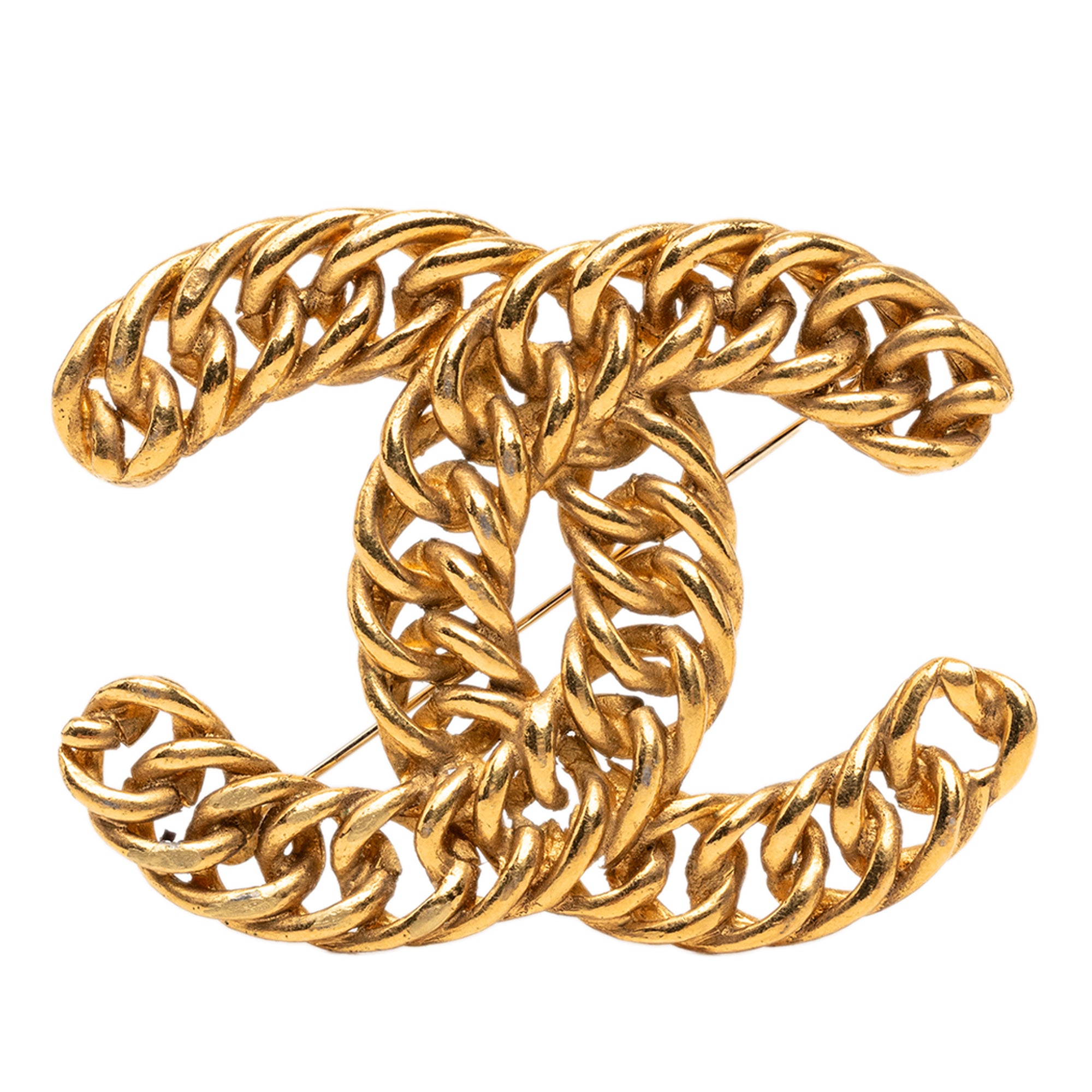 CC Gold Plated Chain Pin Brooch - Image 1