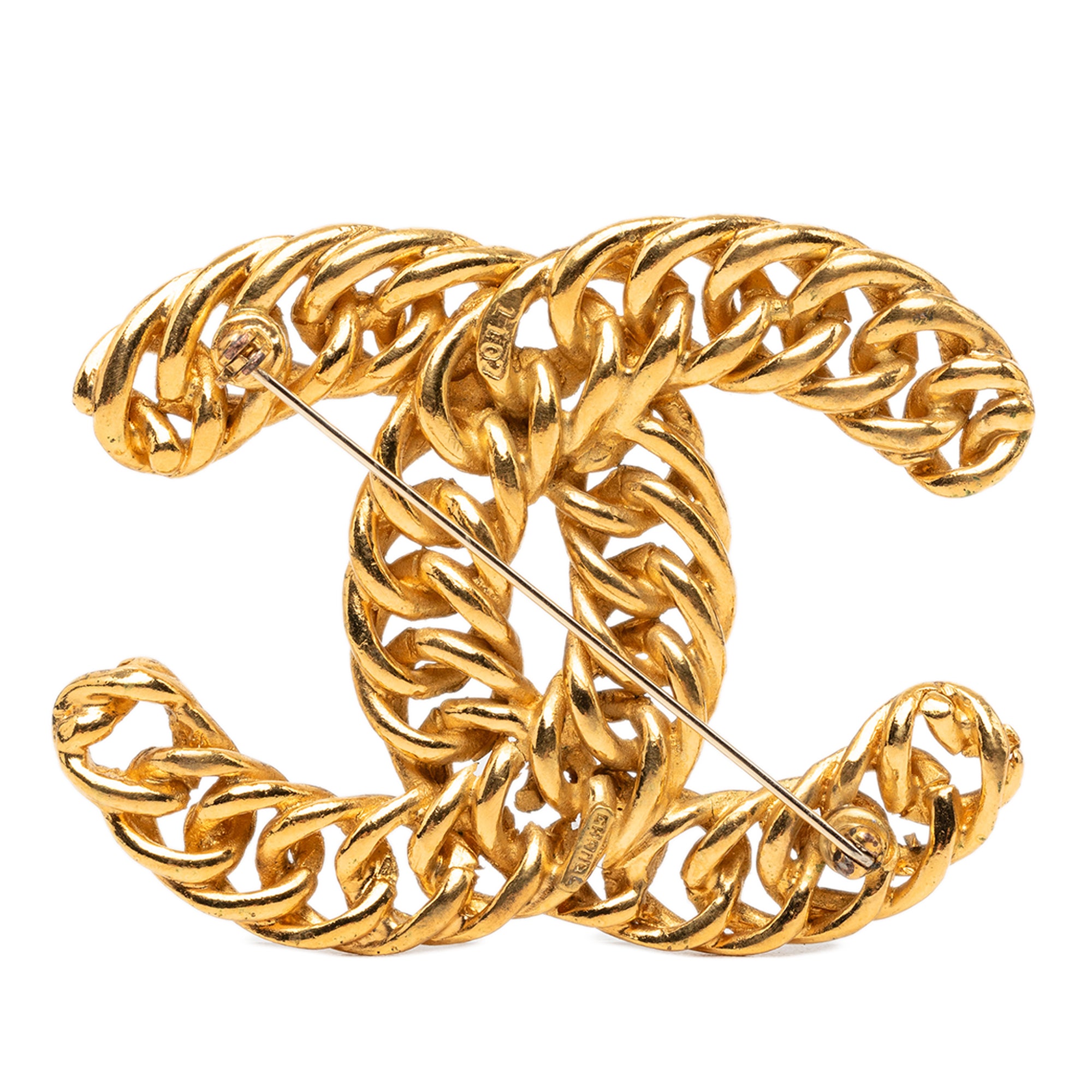 CC Gold Plated Chain Pin Brooch - Image 2