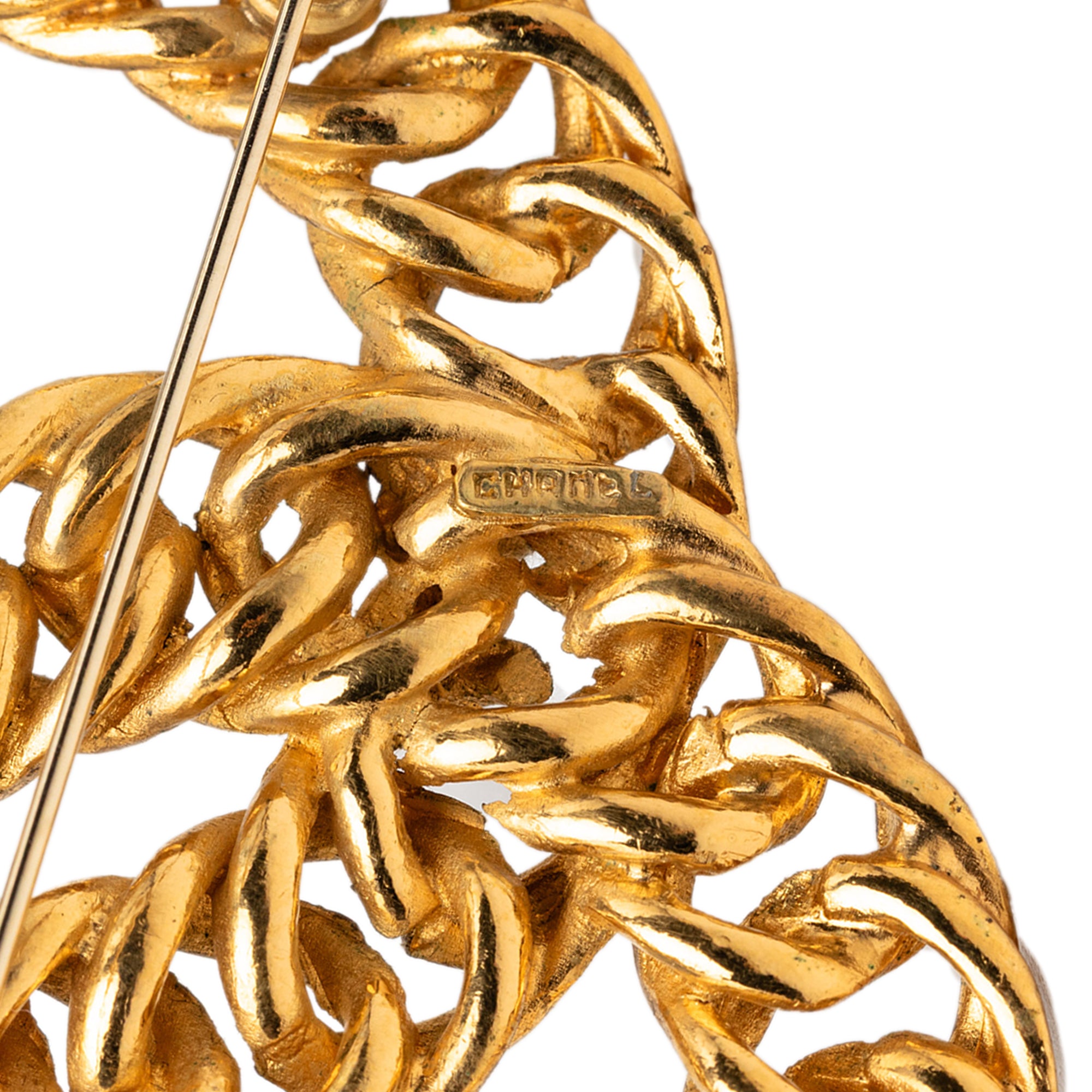 CC Gold Plated Chain Pin Brooch - Image 4