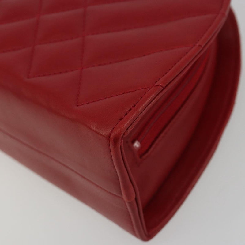 Chanel Vintage Chain Evening Mixed Quilt Lambskin Red Leather Bag