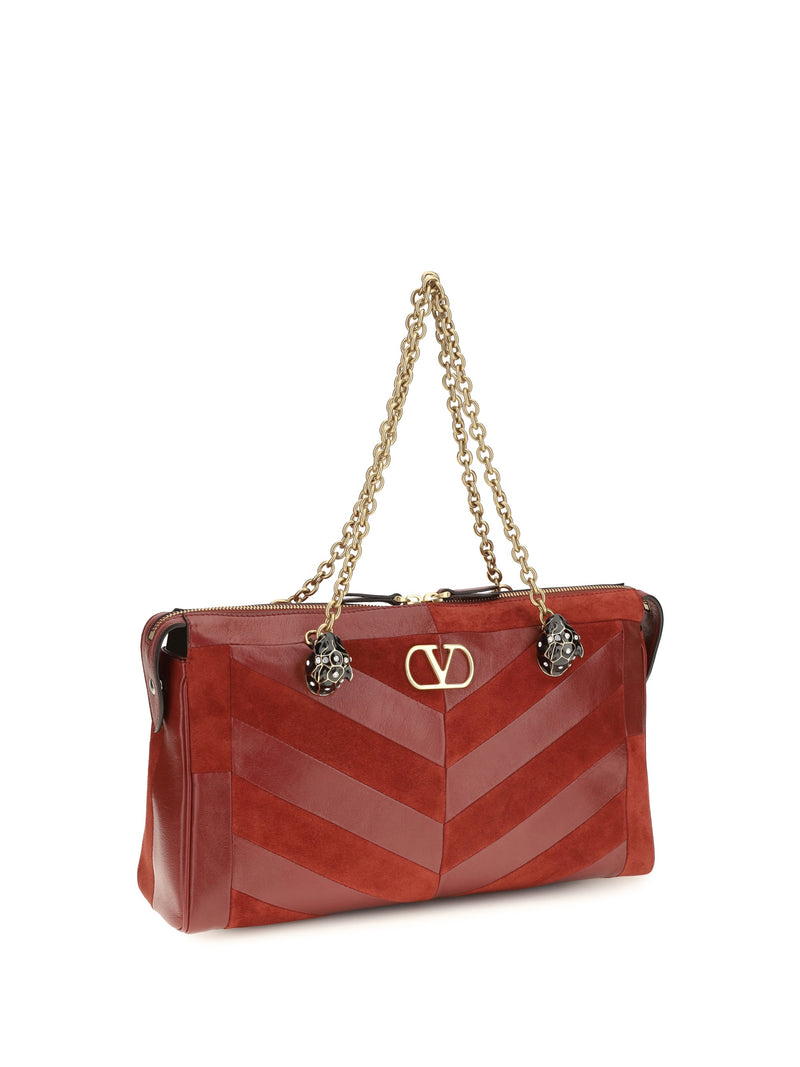 Valentino Garavani Panthea Shoulder Bag — Red Calf Leather