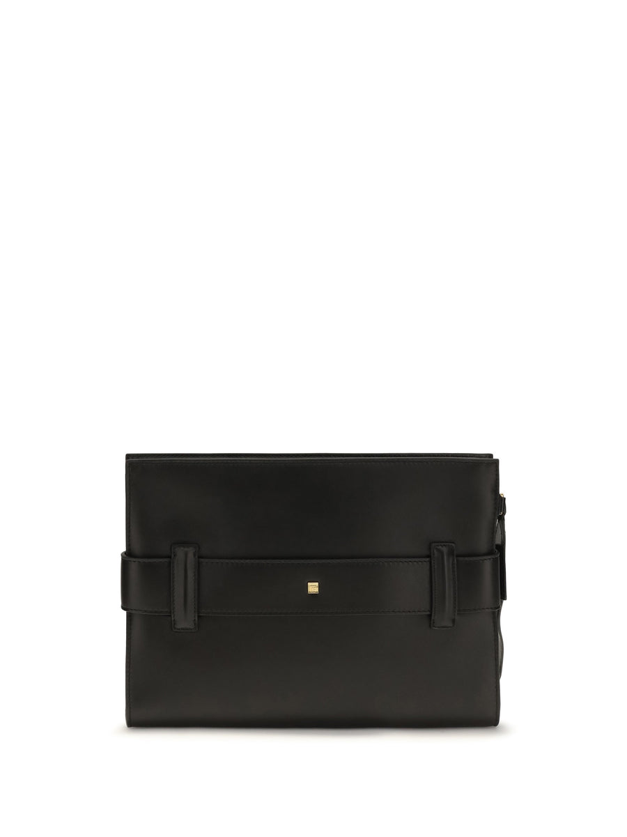 Balmain Anthem Clutch — Black Lamb Leather