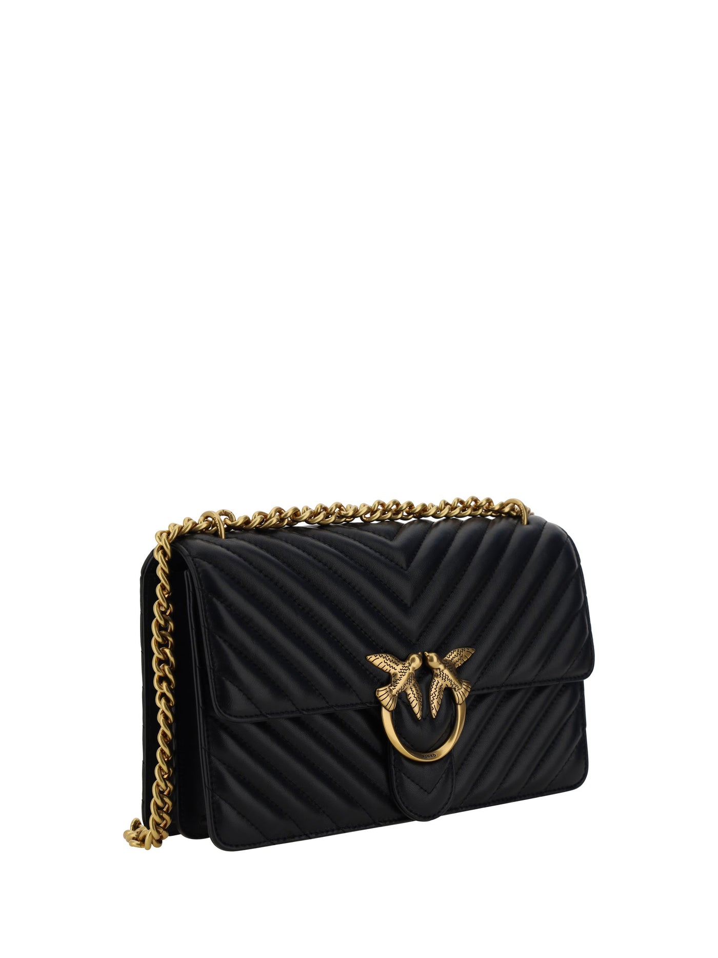 Pinko Love Shoulder Bag — Black Calf Leather