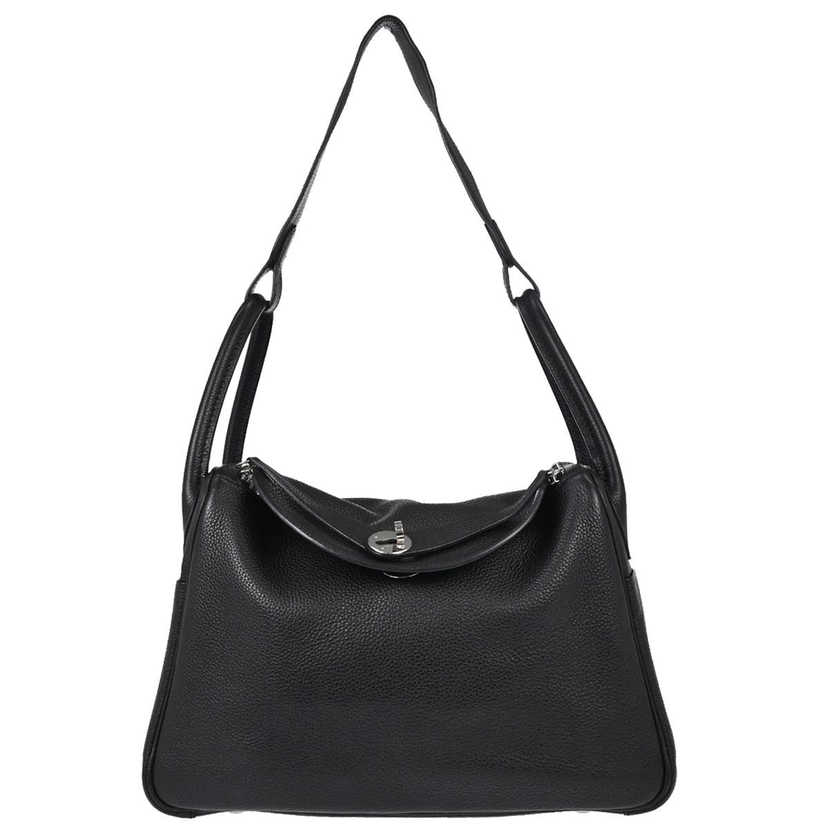 Hermes Lindy Clemence Black Leather Bag
