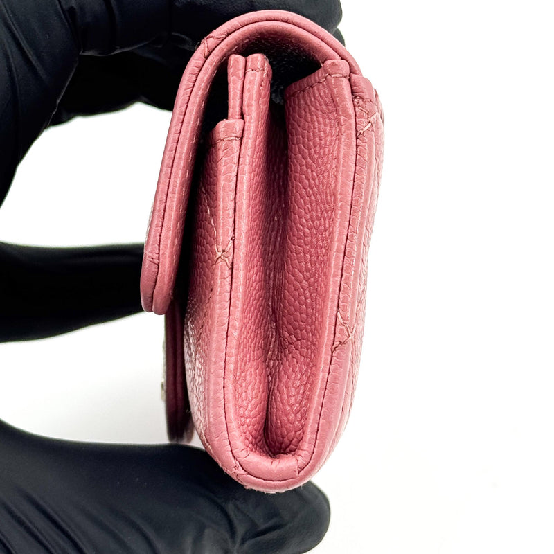 Chanel Classic Flap Card Case Quilted Caviar Pink Leather Accessory