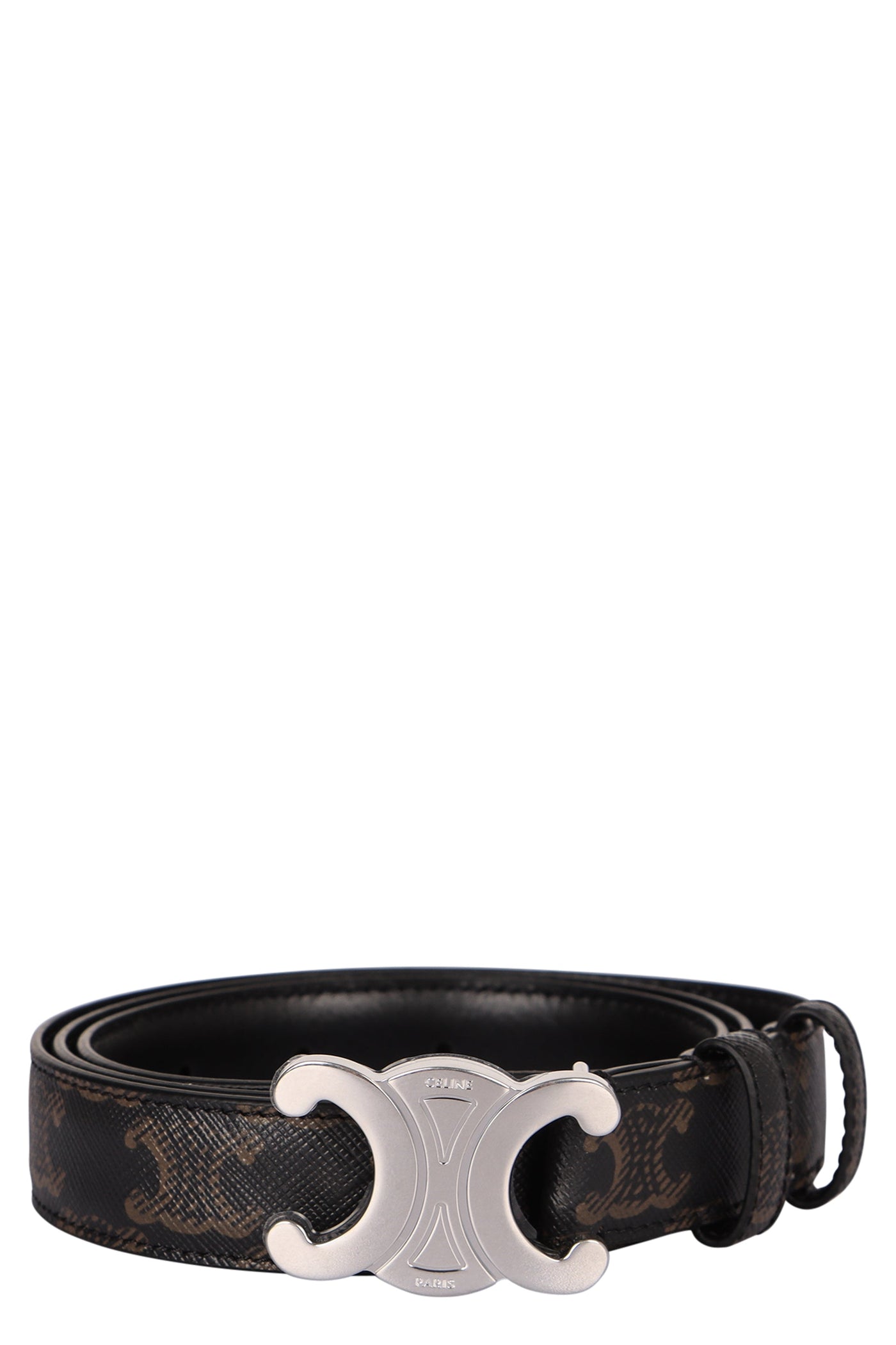 Celine Triomphe Canvas Belt — Black Polyurethane
