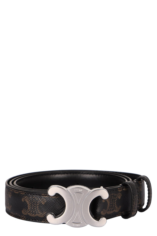 Celine Triomphe Canvas Belt — Black Polyurethane