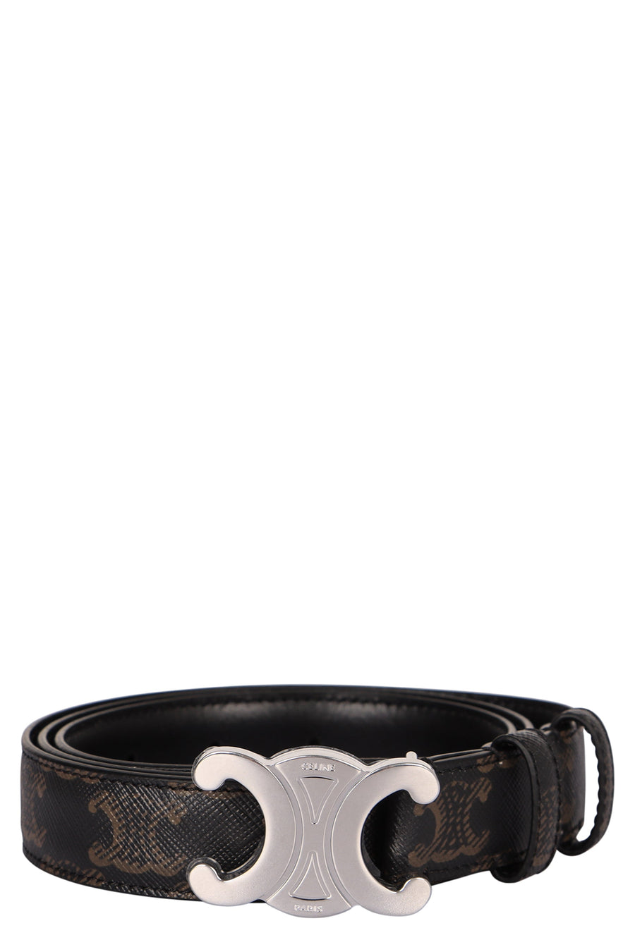 Celine Triomphe Canvas Belt — Black Polyurethane