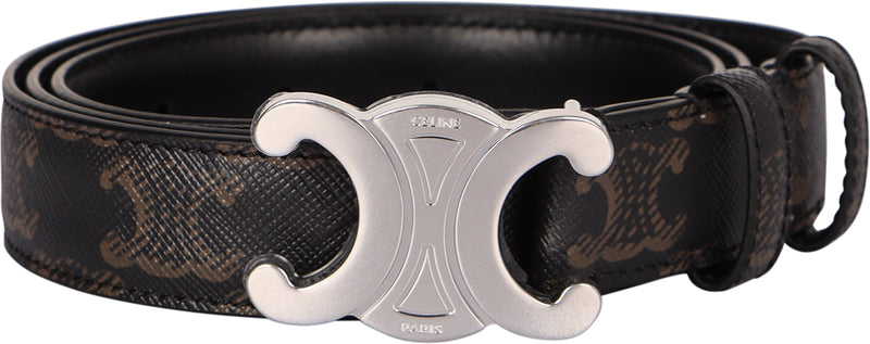 Celine Triomphe Canvas Belt — Black Polyurethane