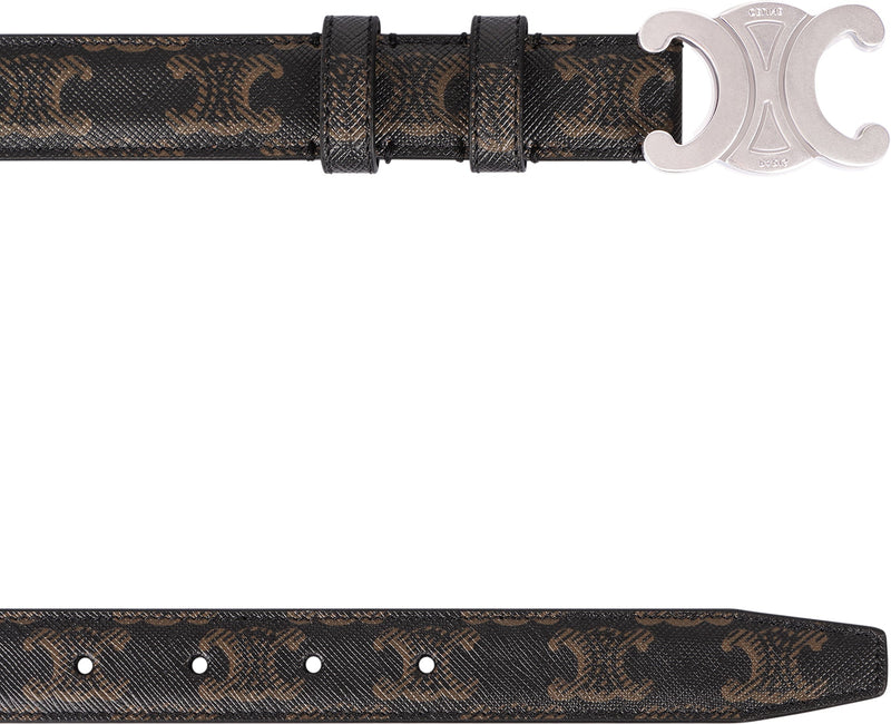 Celine Triomphe Canvas Belt — Black Polyurethane