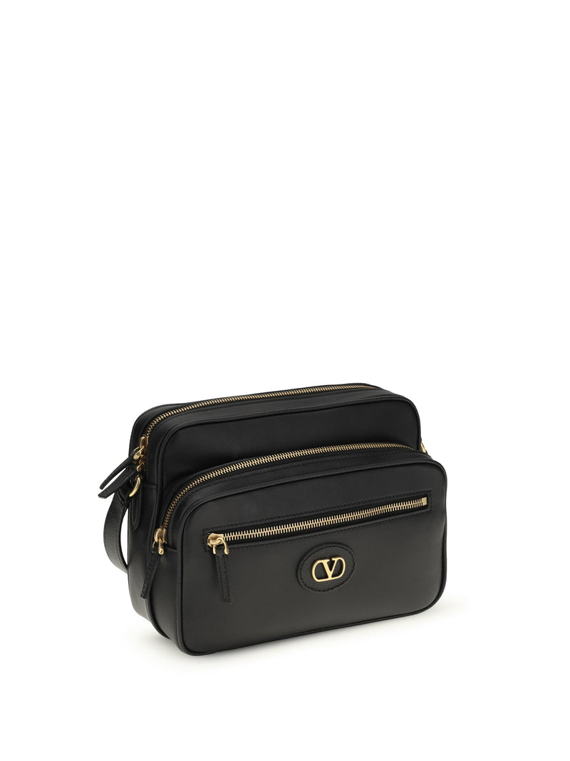 Valentino Garavani Antibes Shoulder Bag — Black Calf Leather Bos Taurus