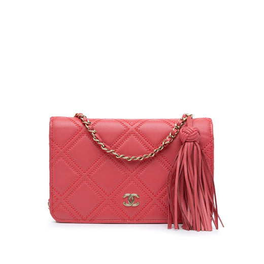 CC Quilted Lambskin Double Stitch Tassel Wallet On Chain - Image 1