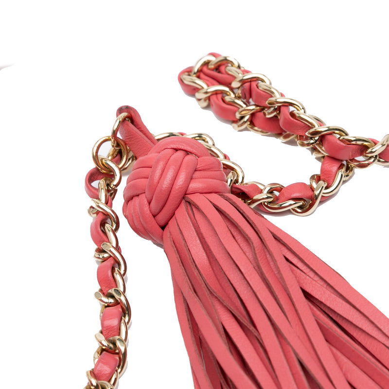 CC Quilted Lambskin Double Stitch Tassel Wallet On Chain - Image 13