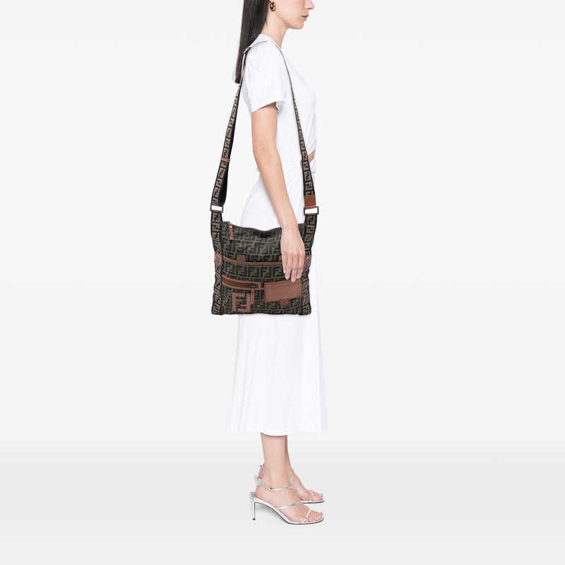 Zucca Canvas FF Flat Messenger Bag - Image 6