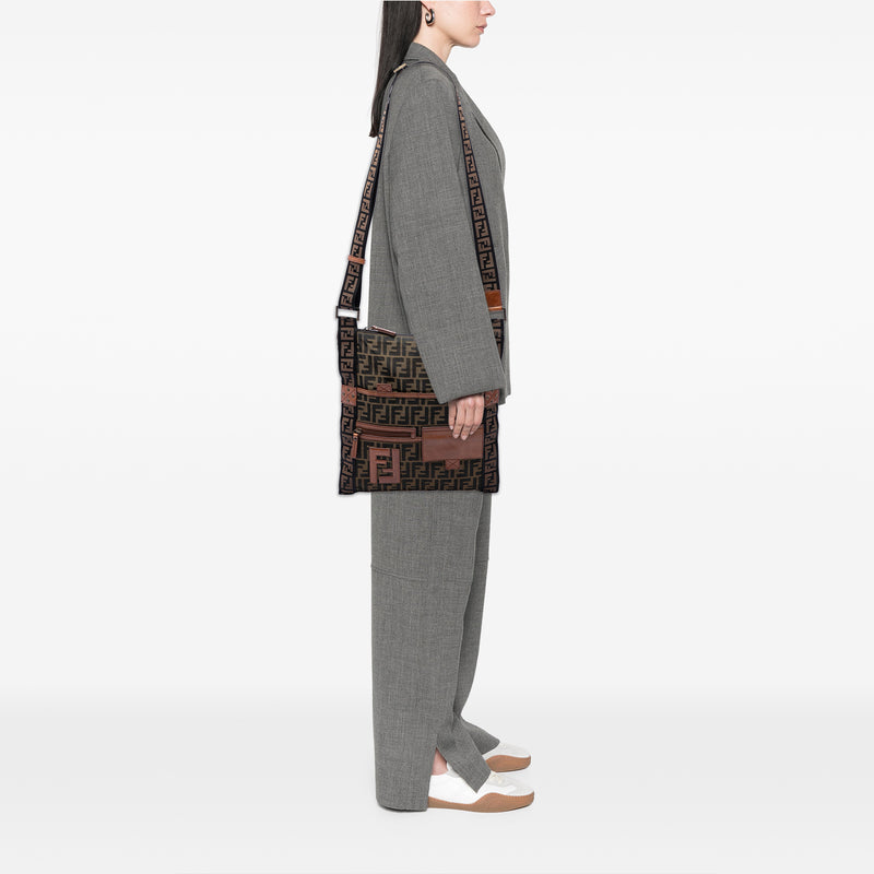 Zucca Canvas FF Flat Messenger Bag - Image 6