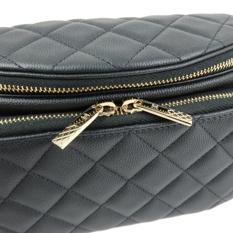 Chanel Business Affinity Waist Quilted Caviar Black Leather Bag