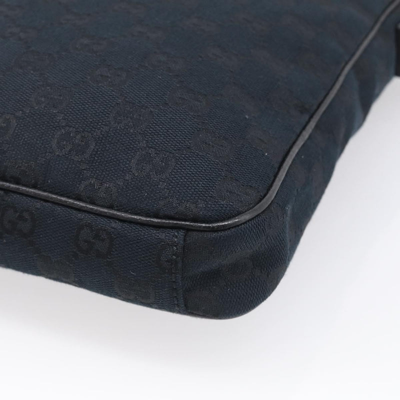 Gucci Front Zip Messenger Canvas And Leather Black