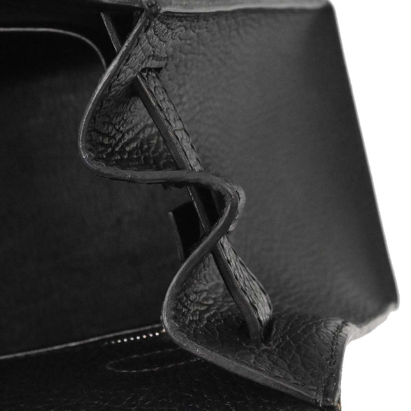 Hermes Kelly Black Vache Liegee With Palladium Hardware Calfskin Bag