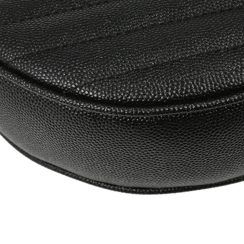Saint Laurent Vinyle Round Belt Matelasse Chevron Leather Black Bag