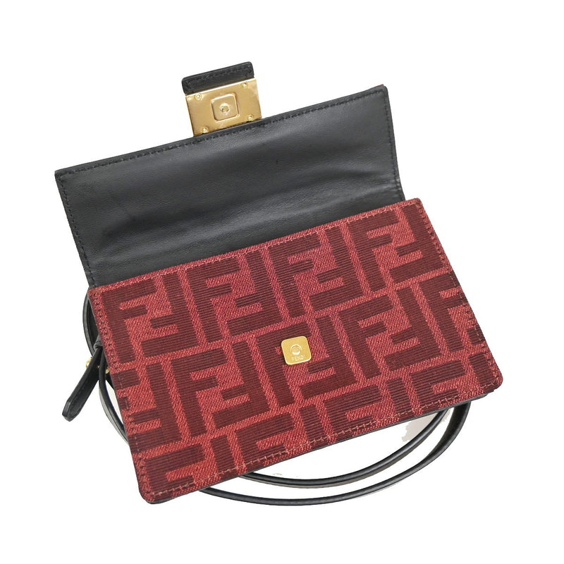 Fendi Baguette Convertible Pouch Zucca Canvas Burgundy