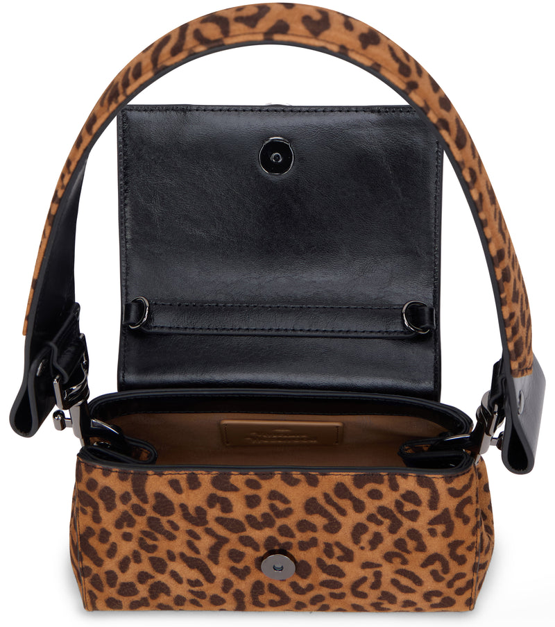 Vivienne Westwood Leopard Print Sheep Fur Shoulder Bag — Brown