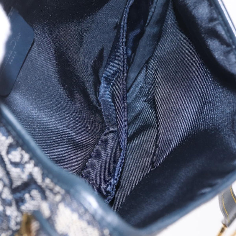 Christian Dior Vintage Double Saddle Diorissimo Canvas Navy Bag