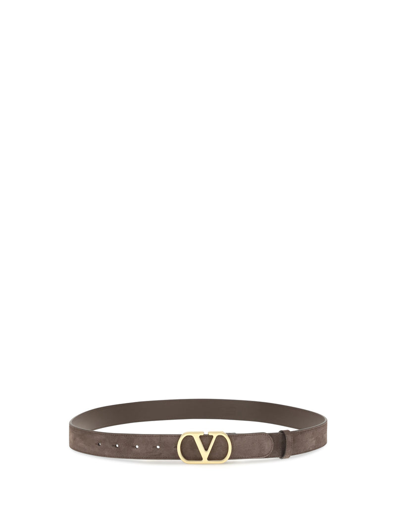 Valentino Garavani Vlogo Belt — Brown Calf Leather Bos Taurus