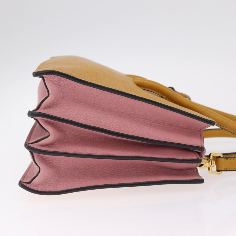 Miu Miu Madras Convertible Compartment Leather Yellow Bag