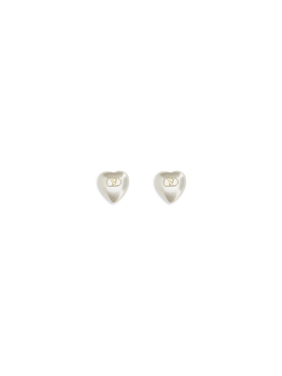Valentino Garavani Vlogo Signature Metal And Pearl Earrings — Gold
