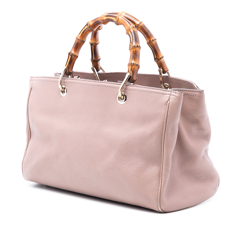 Medium Calfskin Bamboo Shopper Satchel - Image 2