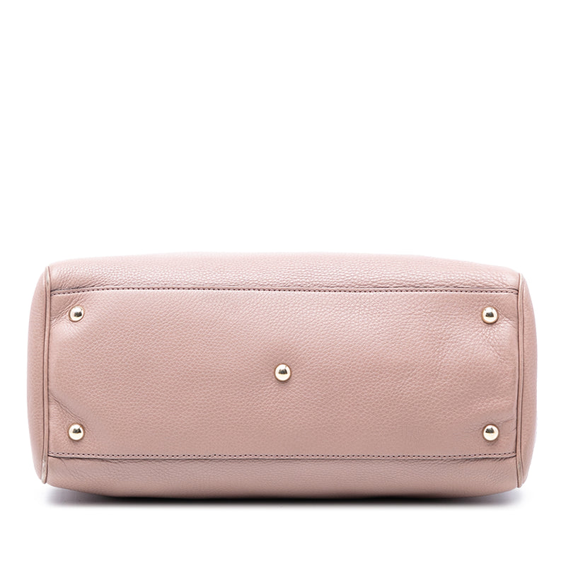 Medium Calfskin Bamboo Shopper Satchel - Image 3