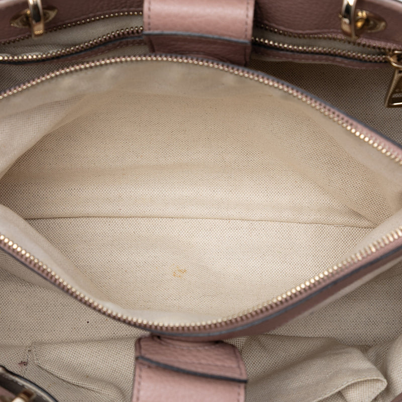 Medium Calfskin Bamboo Shopper Satchel - Image 4