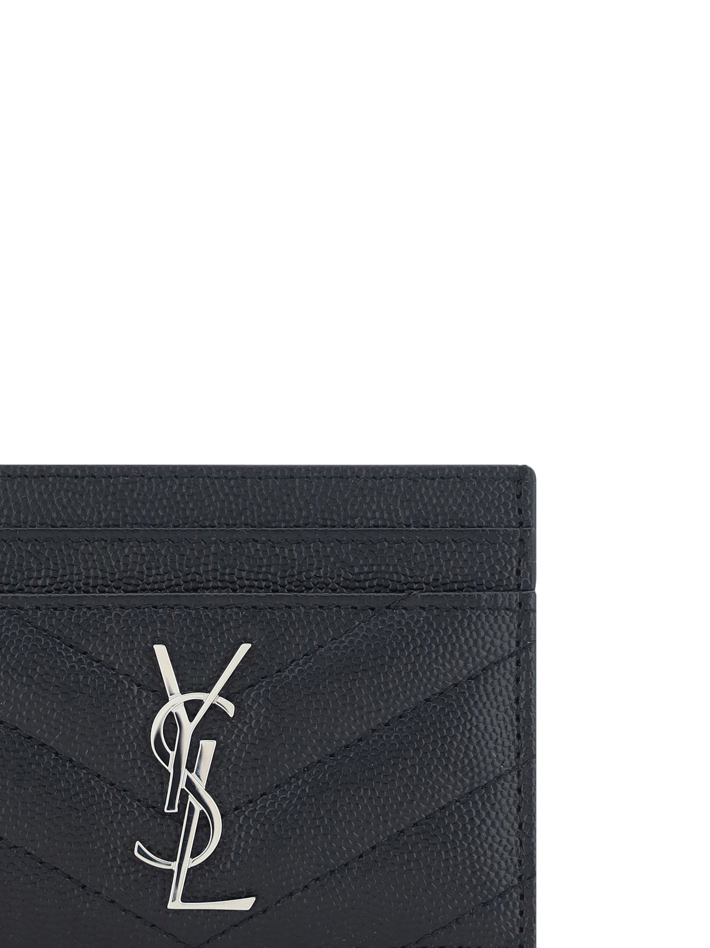 Saint Laurent Matelassé Calf Leather Card Case — Black Wallets & Purses