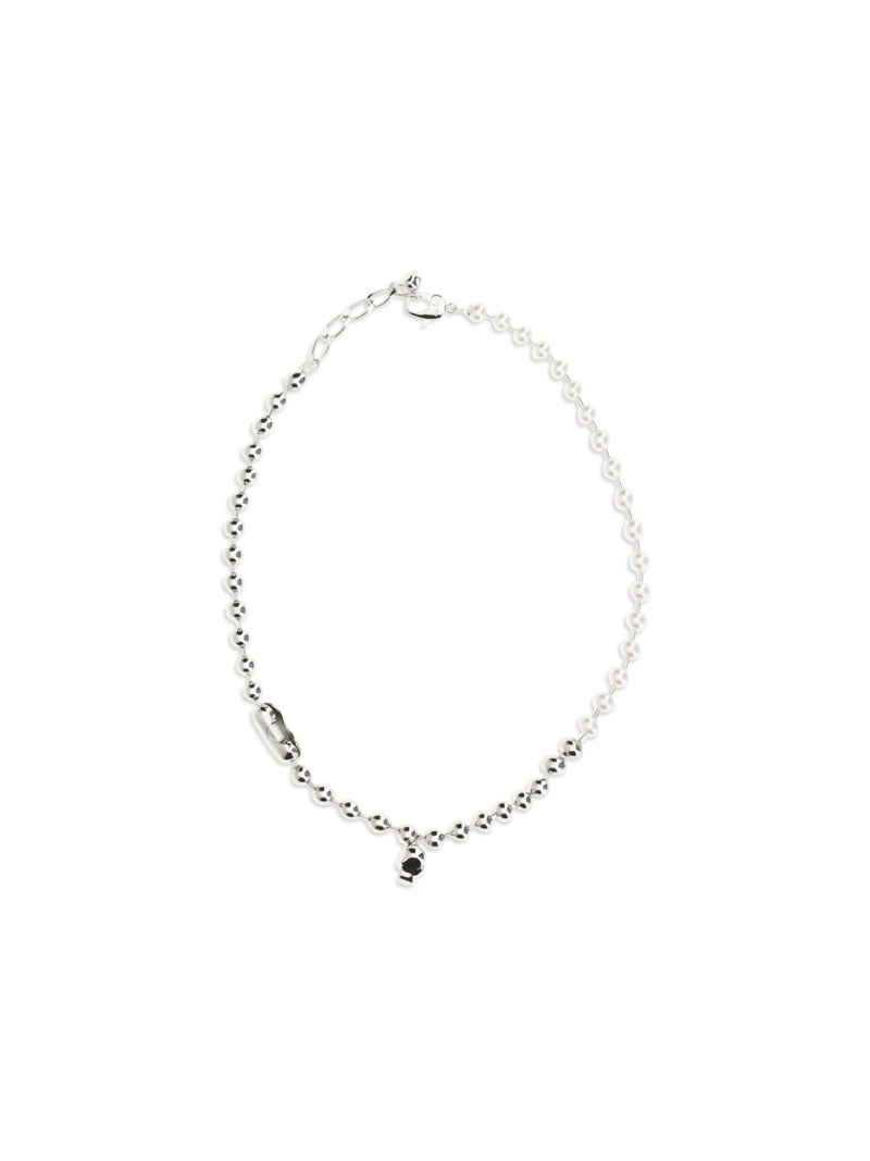 Alexander Mcqueen Pearl Skull Necklace — Silver Brass Necklaces