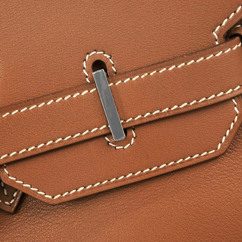 Hermes Birkin Brown Swift With Palladium Hardware Leather Bag