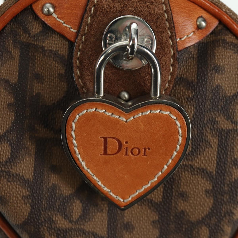 Christian Dior Vintage Trotter Romantique Boston Diorissimo Coated Canvas Brown Bag