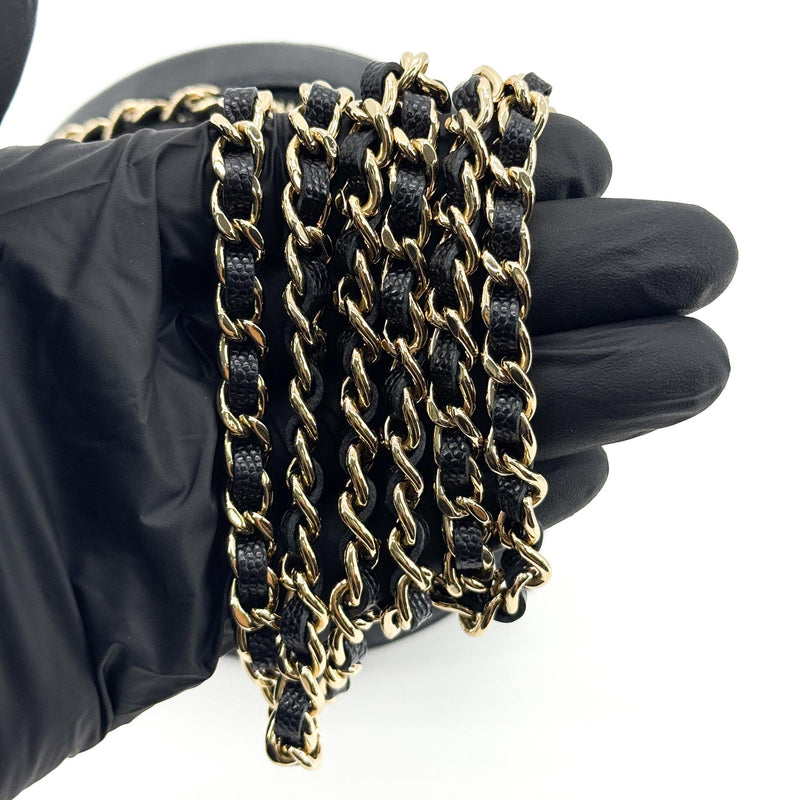 Chanel Round Chain Quilted Caviar Black Leather Bag
