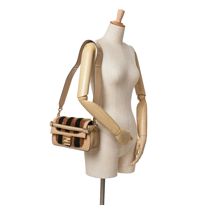 Shearling Pequin Baguette Satchel - Image 10