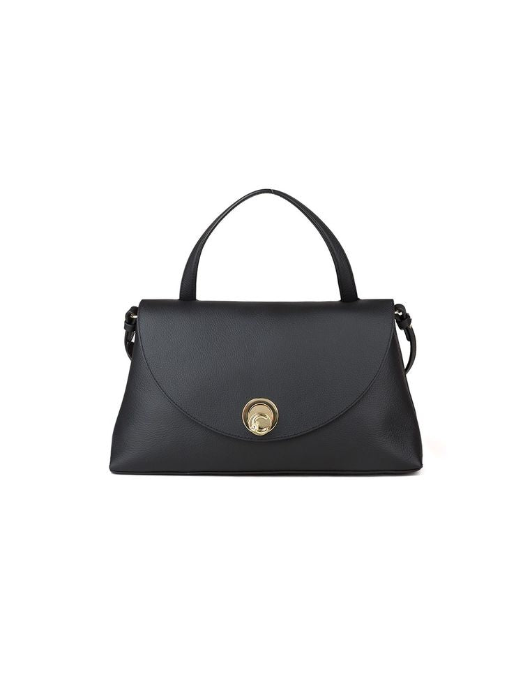 Coccinelle Nikla Top Handle Bag — Black Cowhide