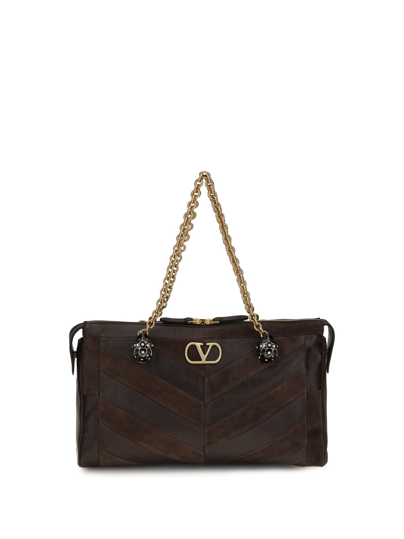 Valentino Garavani Panthea Shoulder Bag — Brown Calf Leather Bos Taurus
