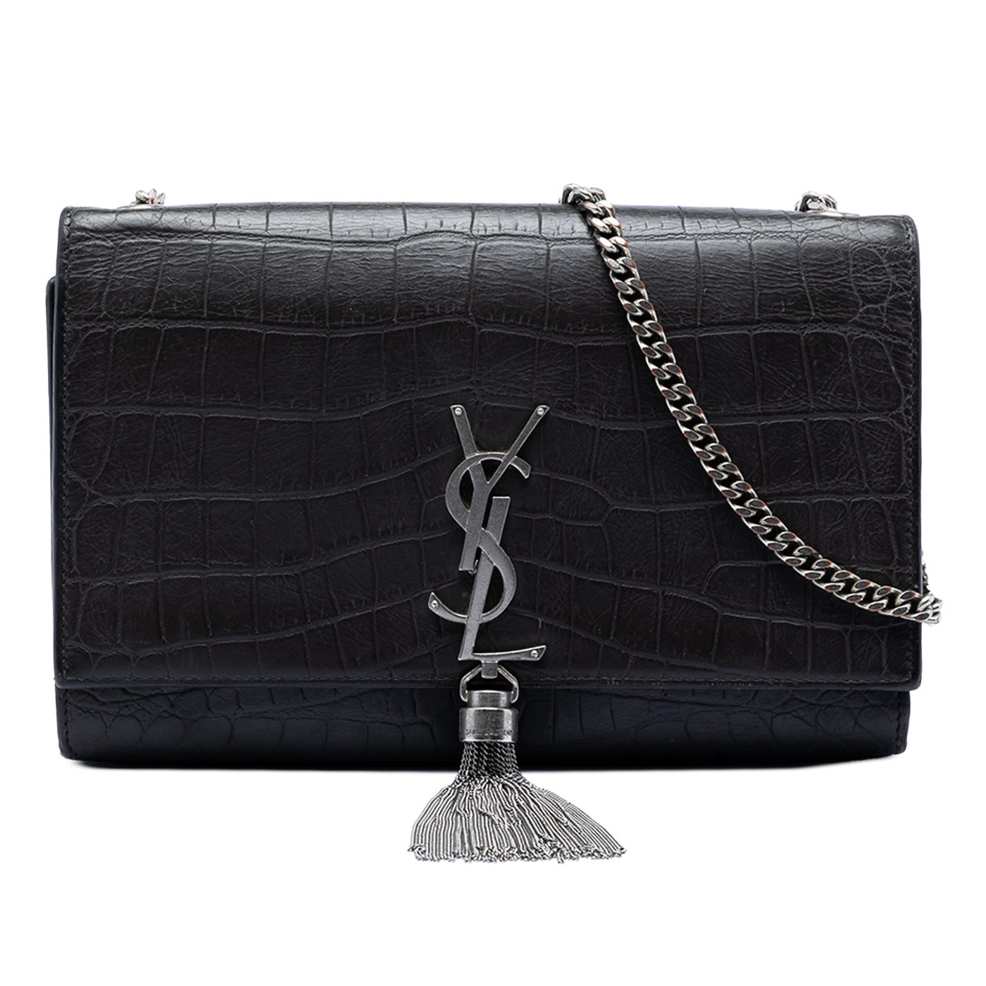 Medium Croc Embossed Leather Kate Tassel Crossbody - Image 1