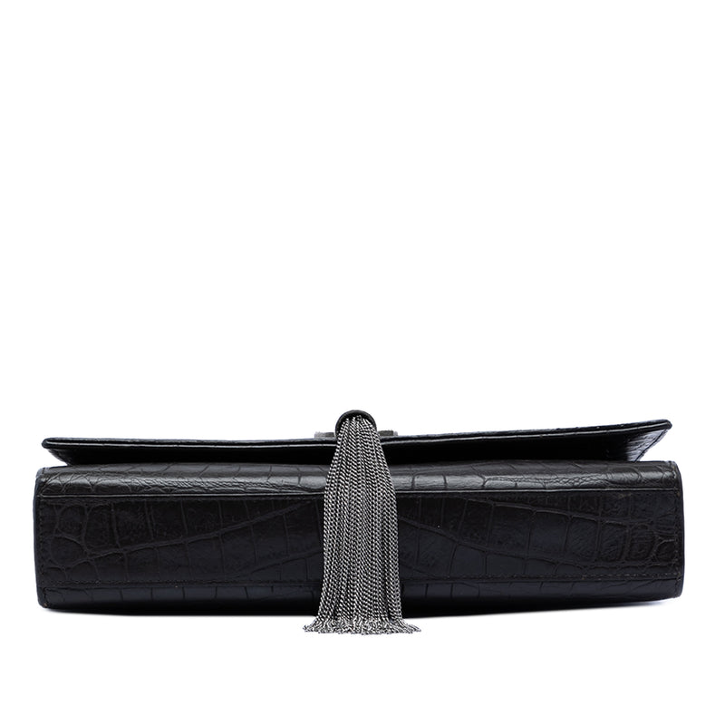 Medium Croc Embossed Leather Kate Tassel Crossbody - Image 3