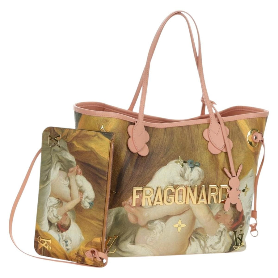 Louis Vuitton Neverfull Nm Limited Edition Jeff Koons Fragonard Print Canvas Pink Bag