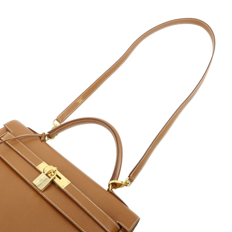 Hermes Kelly Brown Courchevel With Gold Hardware Camel Leather Bag