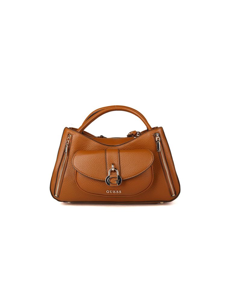 Guess Jessa Girlfriend Shoulder Bag — Brown Polyurethane
