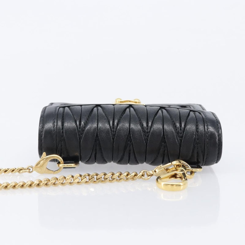 Miu Miu Biker Chain Matelasse Leather Black Bag