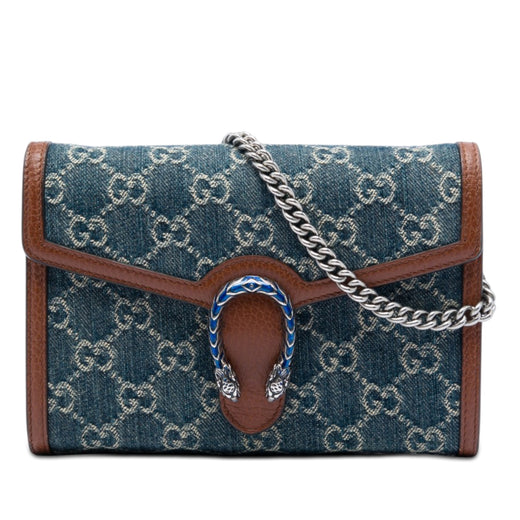 GG Denim Dionysus Wallet on Chain - Image 1
