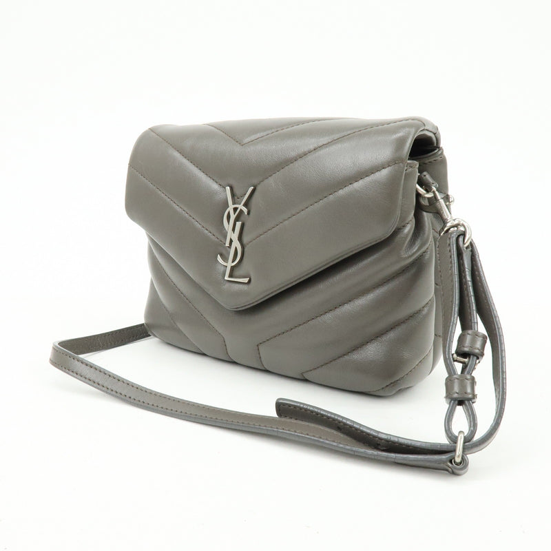 Saint Laurent Loulou Matelasse Chevron Leather Gray Bag