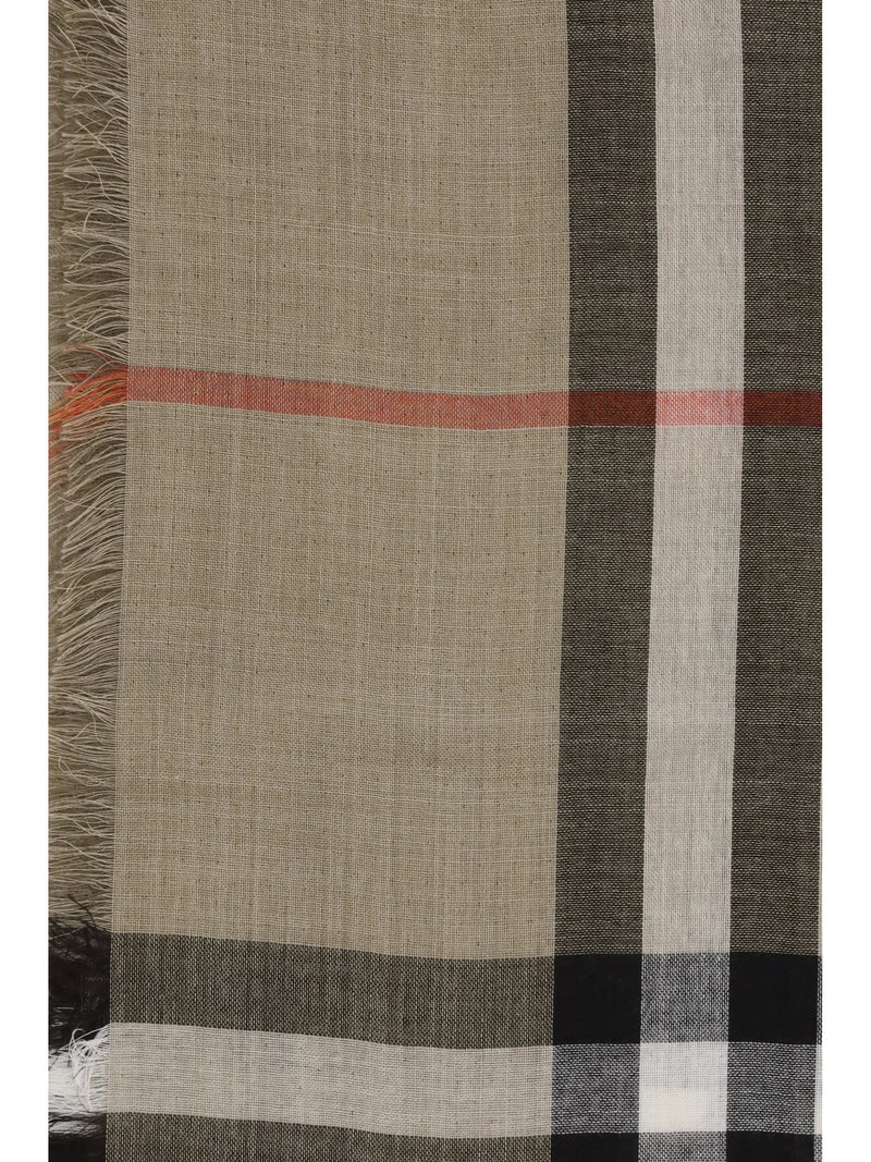 Burberry Check Scarf — Beige Wool Ovis Aries; Silk Scarfs
